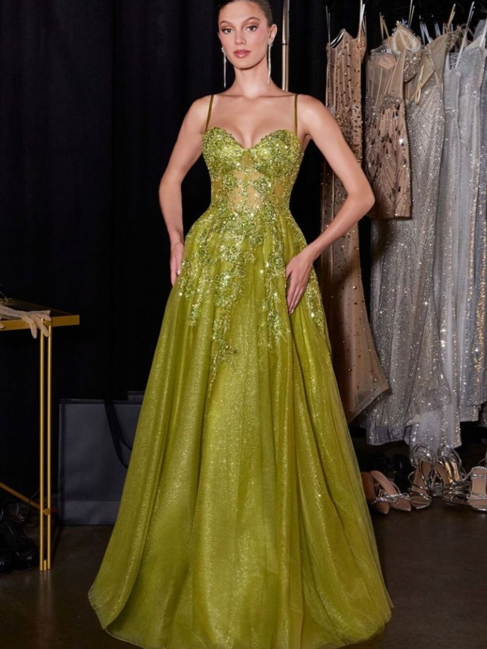 FORMAL DRESS. NAVY BLUE, GOLD,OLIVE GREEN MOTHER OF THE BRIDE/GROOM PARTY BALL - Picture 4 of 5